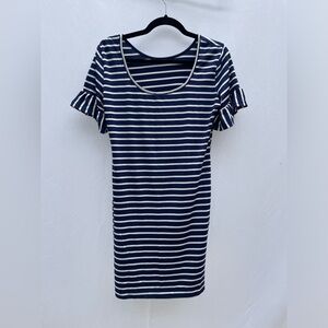 Navy and white stripe shift dress